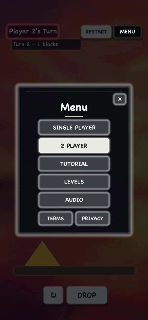 Shape Stackers screenshot showing a different stacking challenge